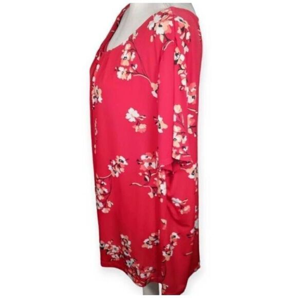 LIZ CLAIBORNE RED FLORAL BLOUSE SZ.3X EUC. - Picture 2 of 5